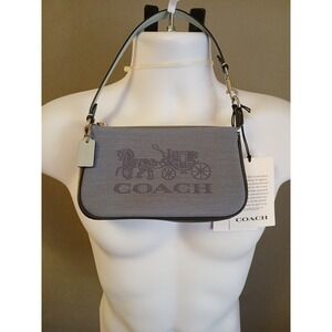 COACH NOLITA 19 IN COLORBLOCK W HORSE & CARRIAGE (COACH C8327) SILVER/BLUE NWT